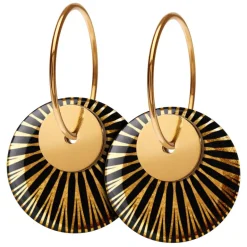 Scherning Splash Black Gold Duo Creol Forgyldt Sølv Øreringe