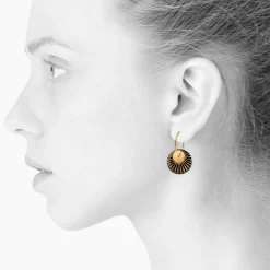 Scherning Splash Black Gold Duo Creol Forgyldt Sølv Øreringe