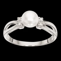Scrouples 14 Karat Guld Ring med Ferskvandsperle og Brillant 0,04 Carat W/SI