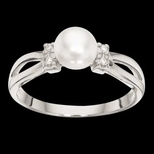 Scrouples 14 Karat Guld Ring med Ferskvandsperle og Brillant 0,04 Carat W/SI