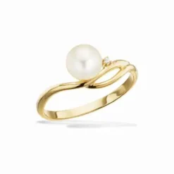 Scrouples 8 Karat Guld Ring med Ferskvandsperle 714243