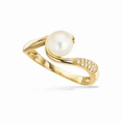 Scrouples 8 Karat Guld Ring med Ferskvandsperle 714363