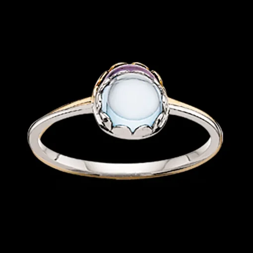 Scrouples 14 Karat Hvidguld Ring med Blå Topas 710656