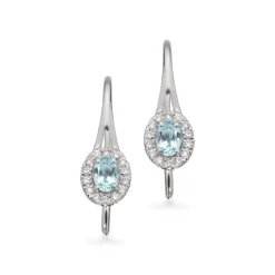 Scrouples 14 Karat Hvidguld Øreringe med Aquamarin og Diamanter 0,10 Carat W/SI
