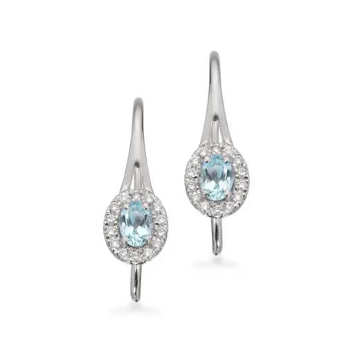 Scrouples 14 Karat Hvidguld Øreringe med Aquamarin og Diamanter 0,10 Carat W/SI