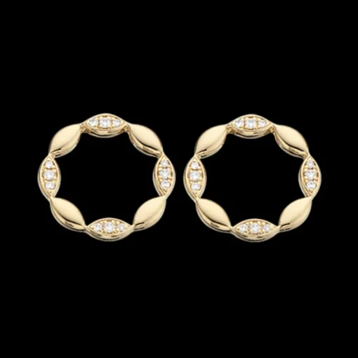 Scrouples Cirkel Ørestikker i 14 Karat Guld med Diamanter 0,10 Carat W/SI