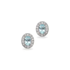 Scrouples Diana Øreringe i 14 Karat Hvidguld med Aquamarin og Brillanter 0,10 Carat W/SI