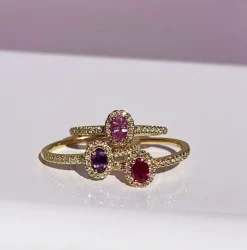 Scrouples Diana Roset 14 Karat Guld Ring med Ametyst og Brillanter 0,17 Carat H-W/SI