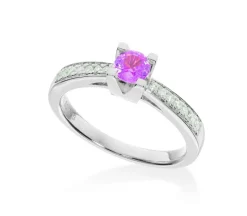 Scrouples Kleopatra Queen Limited Edition La Vie En Rose 14 Karat Hvidguld Ring med 0,40 Carat Pink Safir og Diamanter 0,16 Carat W/SI