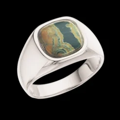 Signet Sterling Sølv Herrering fra Scrouples med Grøn Jasper