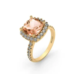Smykkekæden 14 Karat Guld Ring med Morganit og Diamanter 0,51 Carat W/SI
