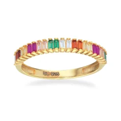 Soho Baguette Rainbow Forgyldt Sølv Ring fra Scrouples