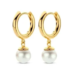 Spirit Icons Figaro Hoop Pearl Øreringe i Forgyldt Sølv med Ferskvandsperler
