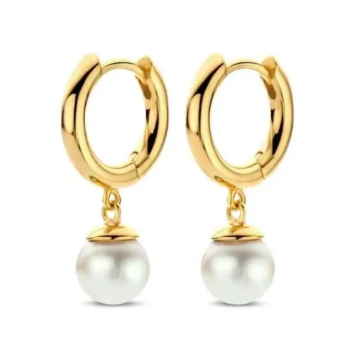 Spirit Icons Figaro Hoop Pearl Øreringe i Forgyldt Sølv med Ferskvandsperler