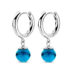 Spirit Icons Figaro Hoop Blue Øreringe i Sterling Sølv