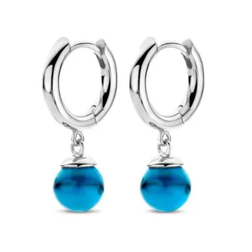 Spirit Icons Figaro Hoop Blue Øreringe i Sterling Sølv