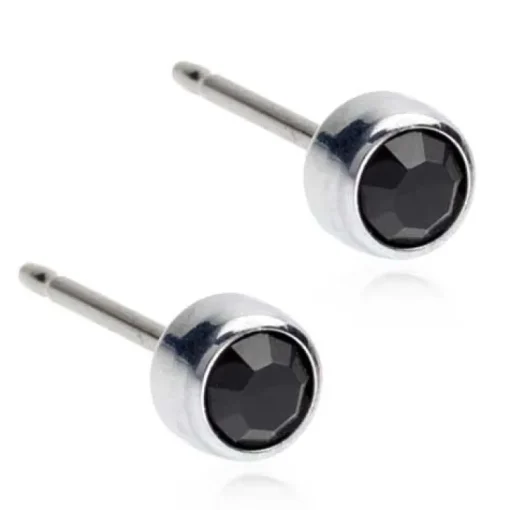St Bezel Titanium Øreringe fra Blomdahl med Krystalsten