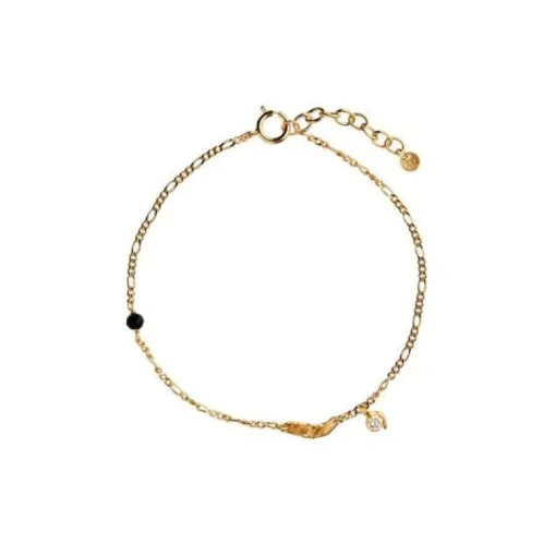 Stine A Flow Splash Armbånd i Forgyldt Sølv med Sort Spinel