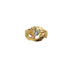 Stine A. My Love Lock Ring i Forgyldt Sølv med Topas Og Opal
